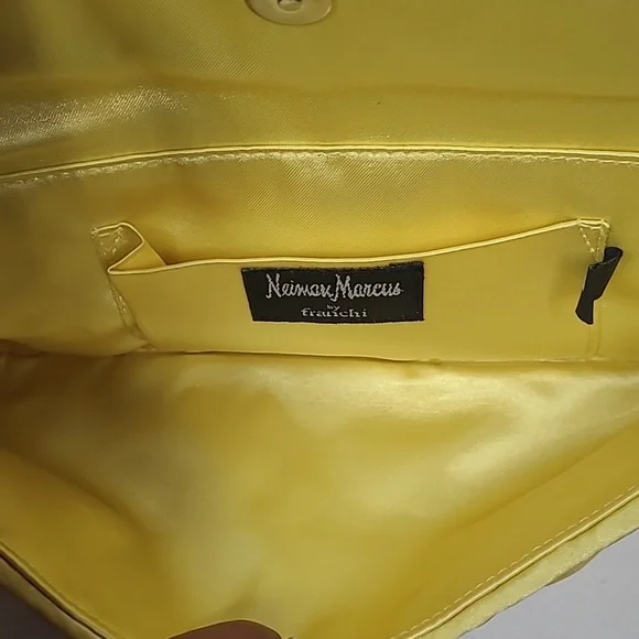 Neiman Marcus Yellow Satin Clutch - Picture 7 of 9